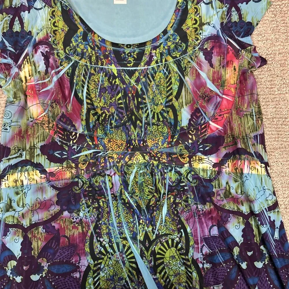 The Pyramid Collection Maxi Dress Womens XL Blue Purple Stretch Long USA Y2K